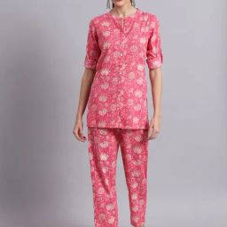 DECKEDUP Pink Floral Print Co-Ord Set-image-32