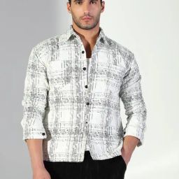 Showoff White Cotton Regular Fit Printed Shacket-picture-21