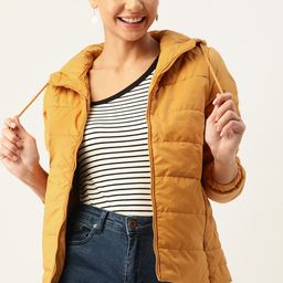 DressBerry Women Mustard Yellow Padded Jacket-picture-54