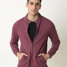 Rare Rabbit Maroon Cotton Regular Fit Solid Jacket-image-42