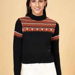 People by Pantaloons Black Embroidered Sweater-picture-15