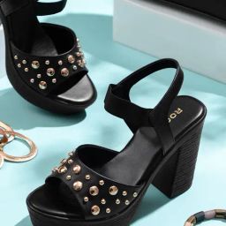 Rocia by Regal Women's Black Ankle Strap Sandals-image-46