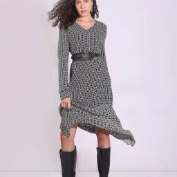 Vero Moda Jet Black Printed High-Low Dress-image-26