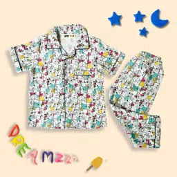 Tippy Top Kids White Printed Shirt with Pants-image-90