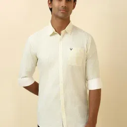 Allen Solly Yellow Cotton Custom Fit Printed Shirt-picture-22