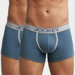 Jockey 8015 Light Grey Super Combed Cotton Rib Trunks with Ultrasoft Waistband - Pack of 2-picture-47