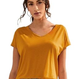 FABRICORN Women Solid V-Neck Cotton Top-image-68