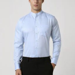 Van Heusen Blue Cotton Slim Fit Texture Shirt-image-74