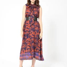 RAREISM Brown Polyester Printed Sleeveless Dress-image-72