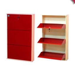 Delite Kom Powder Coated Ivory Brick Red Wall Mounted Metal Shoe Rack ( 3 Shelves DIY)-image-88