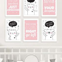Art Street White & Pink I Am Not Perfect Just Awesome Wall Art Prints - Set of 6-image-50