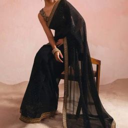 Soch Black Embellished Saree With Unstitched Blouse-picture-26