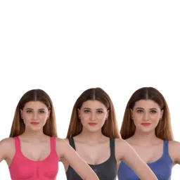 AROUSY Black & Pink Cotton Beginner's Bra - Pack Of 3-image-70