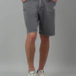 Cantabil Grey Regular Fit Denim Shorts-picture-27