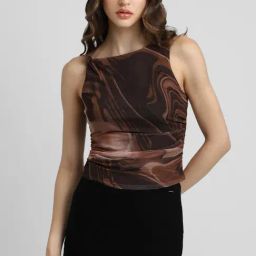 Forever 21 Brown Printed Top-image-63