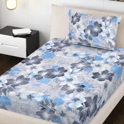 Myntra Elegant Homes Grey Printed 300TC Woolen Single Bedsheet Set 2.20 m x 1.50 m-picture-28