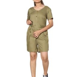 TeenTrums Girls Olive Solid Playsuit-image-93