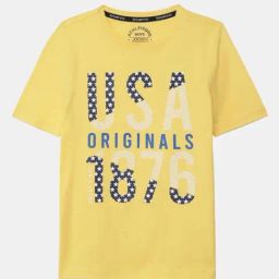 Jockey Kids Yellow Cotton Printed T-Shirt-1