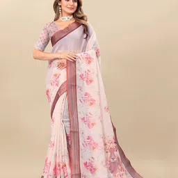 Anouk Floral Linen Blend Saree-image-74