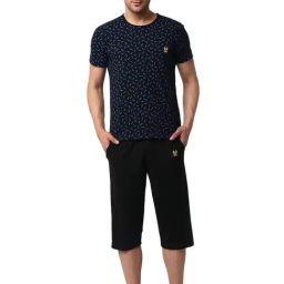 Vimal Jonney Navy Cotton Regular Fit Printed Nightwear Set-image-73