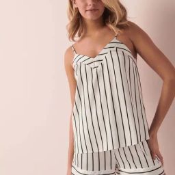 La Vie En Rose White & Black Striped Camisole-image-7