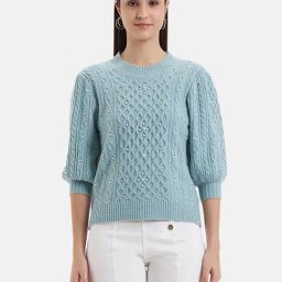 Kazo Light Blue Embellished Pullover-picture-26