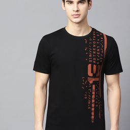 HRX by Hrithik Roshan Men Black Rust Brown Graphic Print Crew Neck Pure Cotton T-shirt-18
