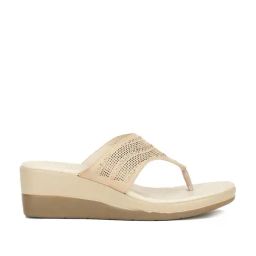 Bata Women's Off White Thong Wedges-image-20