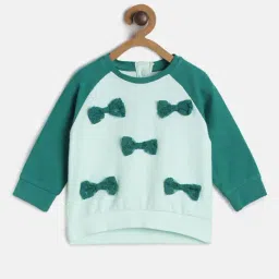 MINIKLUB Kids Teal & White Color Block Full Sleeves Sweatshirt-image-17