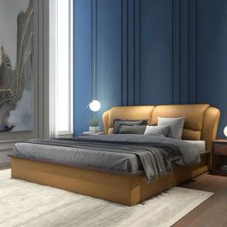 Durian Winston Camel Brown Premium Leatherette King Size Bed-13