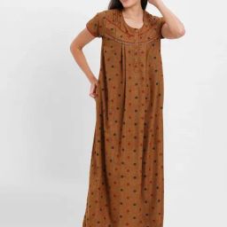 Sweet Dreams Brown Printed Night Gown-image-80