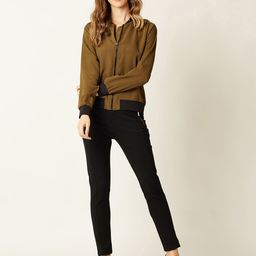 Miss Chase Women Olive Green Solid Sporty Jacket-image-60