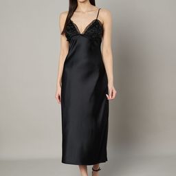 Amagyaa Embellished Satin A-Line Midi Dress-image-5