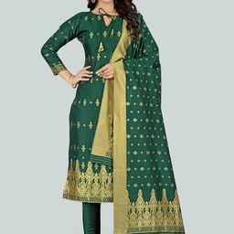 HERE&NOW Floral Woven Design Banarasi Silk Unstitched Dress Material-image-24