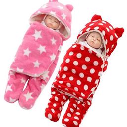 BABYZONE Baby Blanket cum Wrapper Star Print Pack of 2 - Red Pink-image-30
