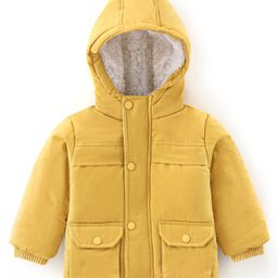Babyhug Full Sleeves Hooded & Padded Jacket Solid- Mustard-image-30