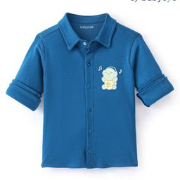 Babyoye100%Organic Cotton with Eco Jiva Finish Placement Print Full Sleeves Solid Shirts -Blue-image-36