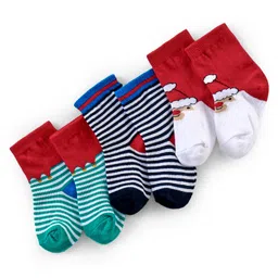 cute walk by babyhug Cutewalk By Babyhug Anti Bacterial Ankle Length Socks Striped Pack Of 3 - White & Red-picture-21