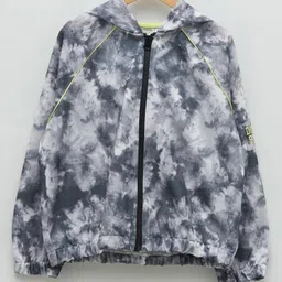 LC Waikiki Full Sleeves Tie Dye Hooded Zipper Sweatshirt - Black-picture-42