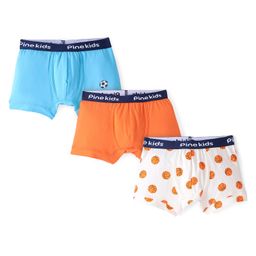 Pine Kids Cotton Spandex Knit Boxers With Basketball Print Pack of 3 - Blue White & Orange-image-61