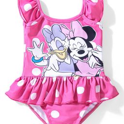 Babyhug Disney  Sleeveless Frock Swimsuit with Minnie Mouse Graphics- Pink-image-90
