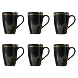 Femora Black Set Of 6 Gold Series Ceramic Coffee Mug - 360 ml-picture-32