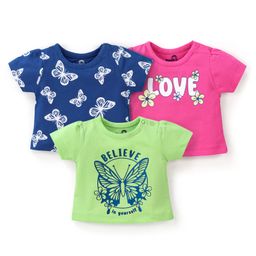 Doodle Poodle 100% Cotton Full Sleeves T-Shirts Butterfly Print Pack of 3 - Multicolour-picture-13