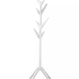 House of Quirk Bamboo Coat Rack Stand with 4 Tier 8 Hooks Wooden Coat Rack Adjustable Sizes Coat Hanger Stand for Hat, Bag, Clothes, Jacket, Natural-White-26