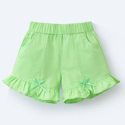 Mark & Mia Cotton Shorts with Frill & Bow Detailing- Light Green-image-91