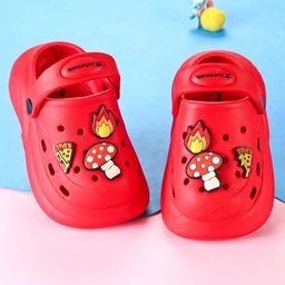 Cute Walk by Babyhug Clogs with Back Strap & Mushroom Applique -Red-image-58