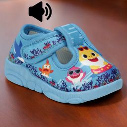 Lil Lollipop Shark Designed Velcro Closure Musical Sandals - Blue-image-66
