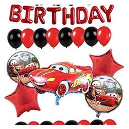 Bubble Trouble Car Foil Balloon Set With Happy Birthday Baloons /"Lightning Mcqueen" Theme Birthday Party Pack Of 68 / Balloon Bouquet/Kids Inflatable Toys Balloon (Set Of 68 Red Black)-22