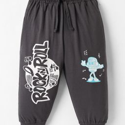 Taeko Single Jersey Knit Full Length Lounge Pant With Rock N Roll Print - Charcoal Grey-image-18