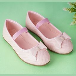 boyz n galz Bow Applique Detailed & Chevron Designed Mary Jane Ballerinas - Pink-image-73